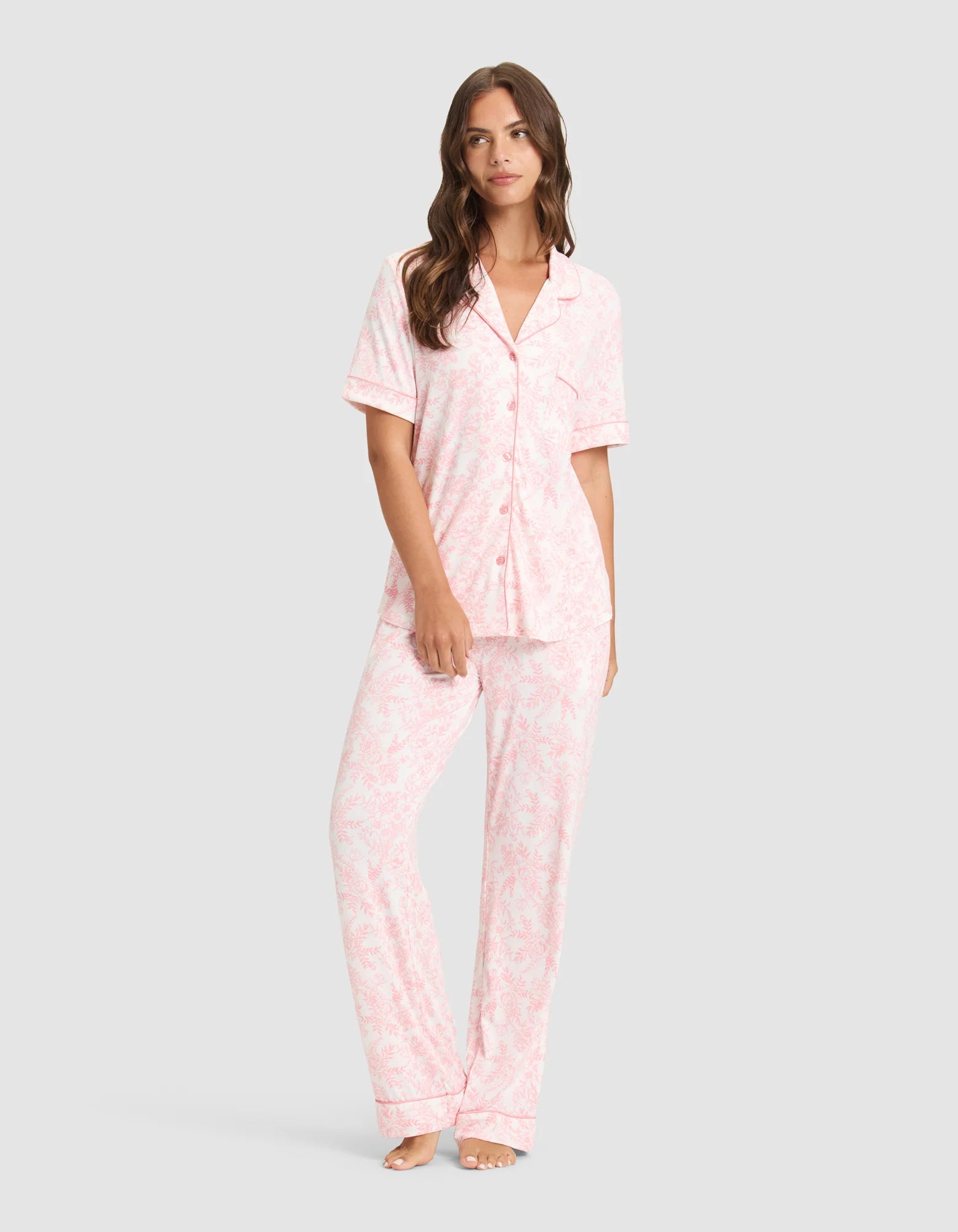 Women's Bamboo Stretch Knit Short Sleeve and Pant Pajama Set
