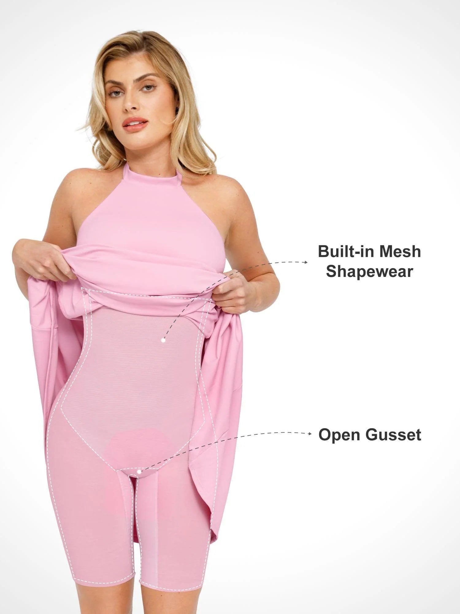 A-Line Midi Dresses with Integrated Tummy Control Shapewear
