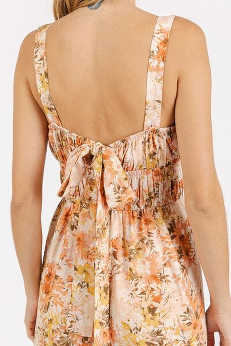 Mittoshop Flower Print Jumpsuit - Gathered Bust Sleeveless Style