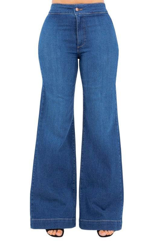Robin Wide Leg Flare Jean in Medium Blue