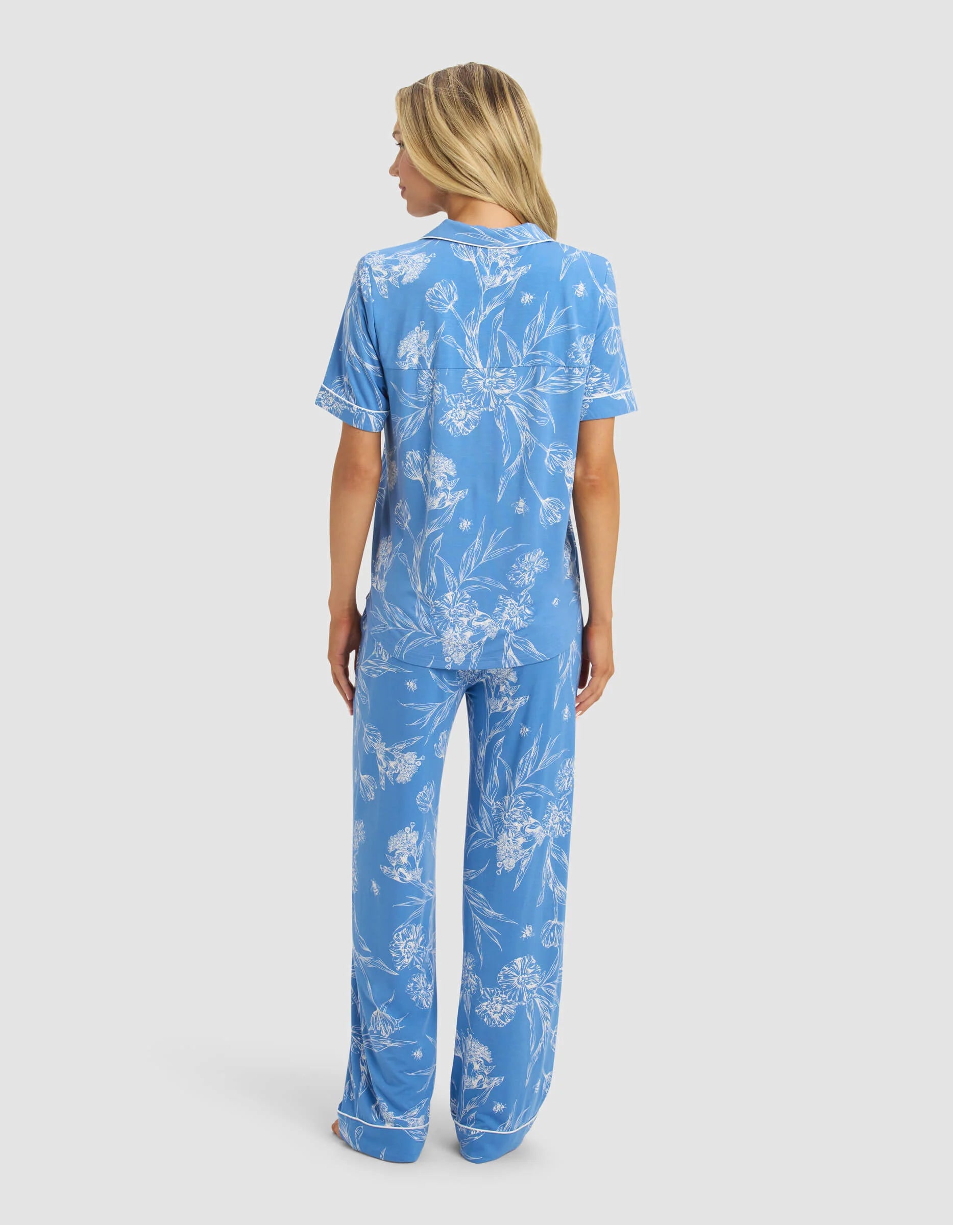 Women's Bamboo Stretch Knit Short Sleeve and Pant Pajama Set