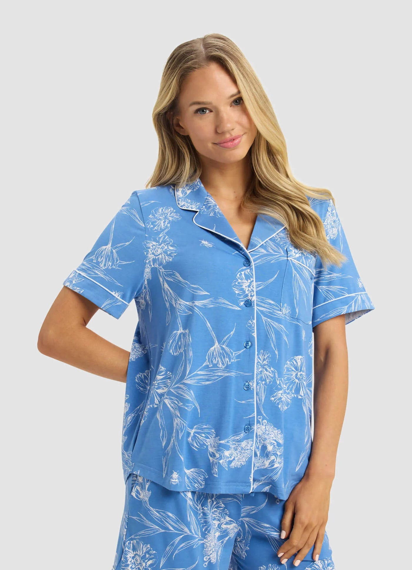 Women's Bamboo Stretch Knit Short Sleeve and Pant Pajama Set