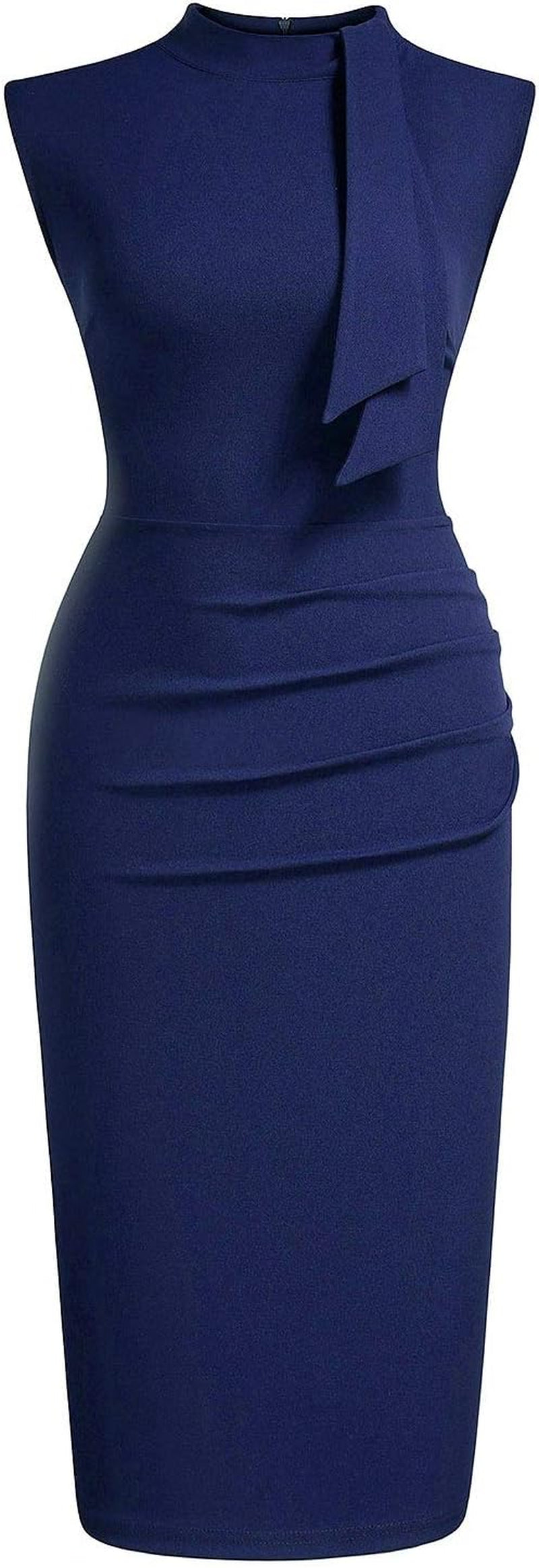 Women’s Vintage 1950s Inspired Half Collar Ruffle Cocktail Pencil Dress