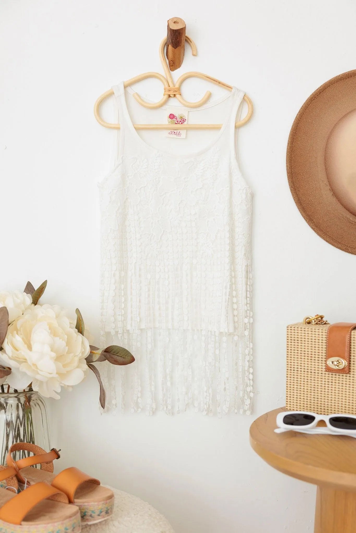 Girls Western Fringe Sleeveless Lace Top