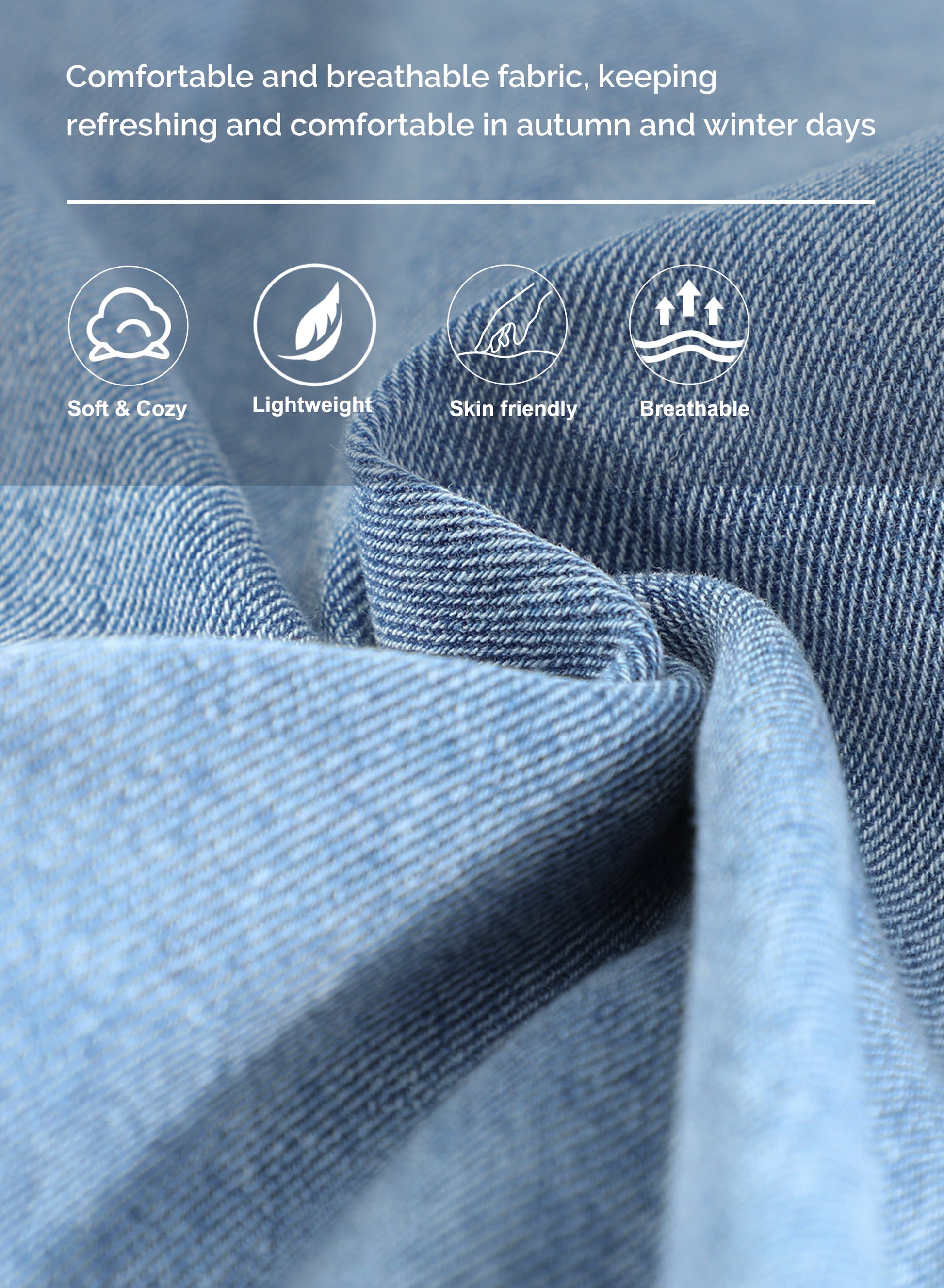 Denim Jacket for Women Long Sleeve Boyfriend Jean Jacket Loose Coat Sky Blue S Female