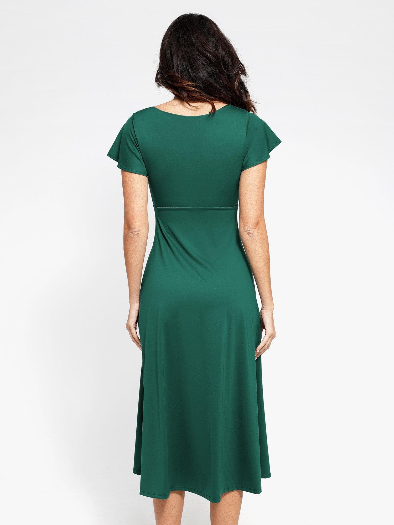 A-Line Midi Dresses with Integrated Tummy Control Shapewear