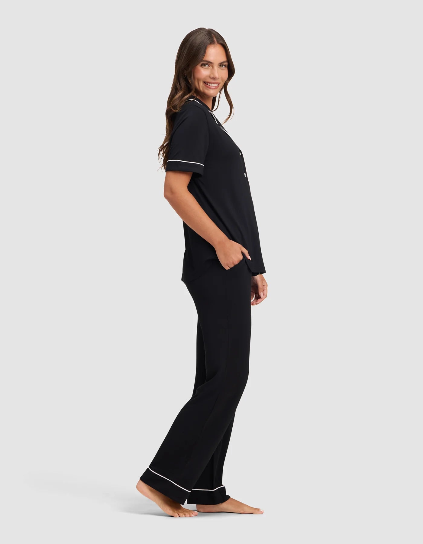 Women's Bamboo Stretch Knit Short Sleeve and Pant Pajama Set