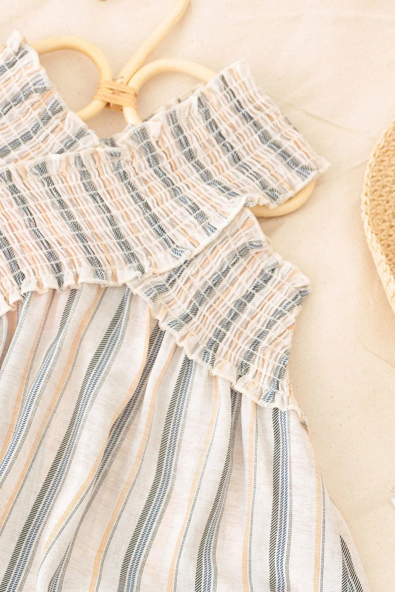 Girls Striped Criss-Cross Ruched A-Silhouette Top