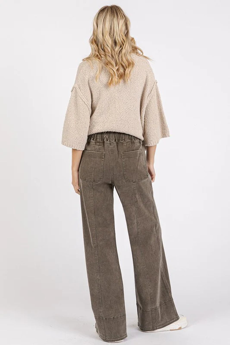 Mittoshop Mineral Wash Elastic Wide Leg Pants