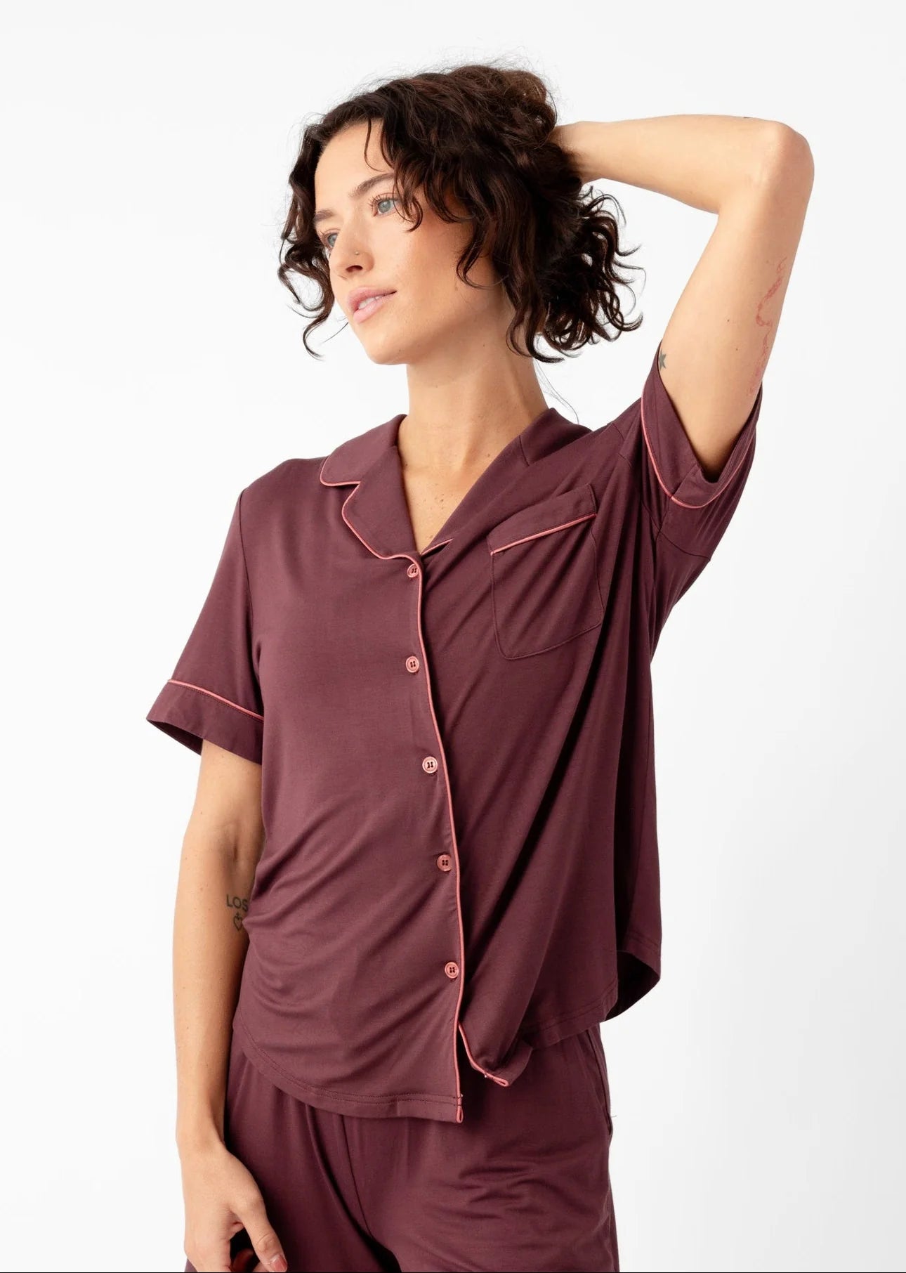 Women's Bamboo Stretch Knit Short Sleeve and Pant Pajama Set