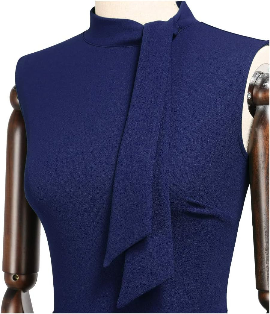 Women’s Vintage 1950s Inspired Half Collar Ruffle Cocktail Pencil Dress